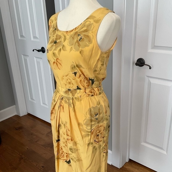 Louis Feraud Yellow Floral Blazer and Dress Set - Picture 12 of 15